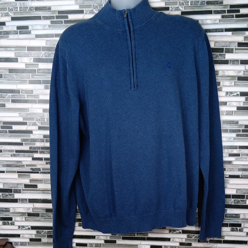 Izod Men's Navy 3/4 Zip-Up Pullover XXL Comfort Wear Sweater